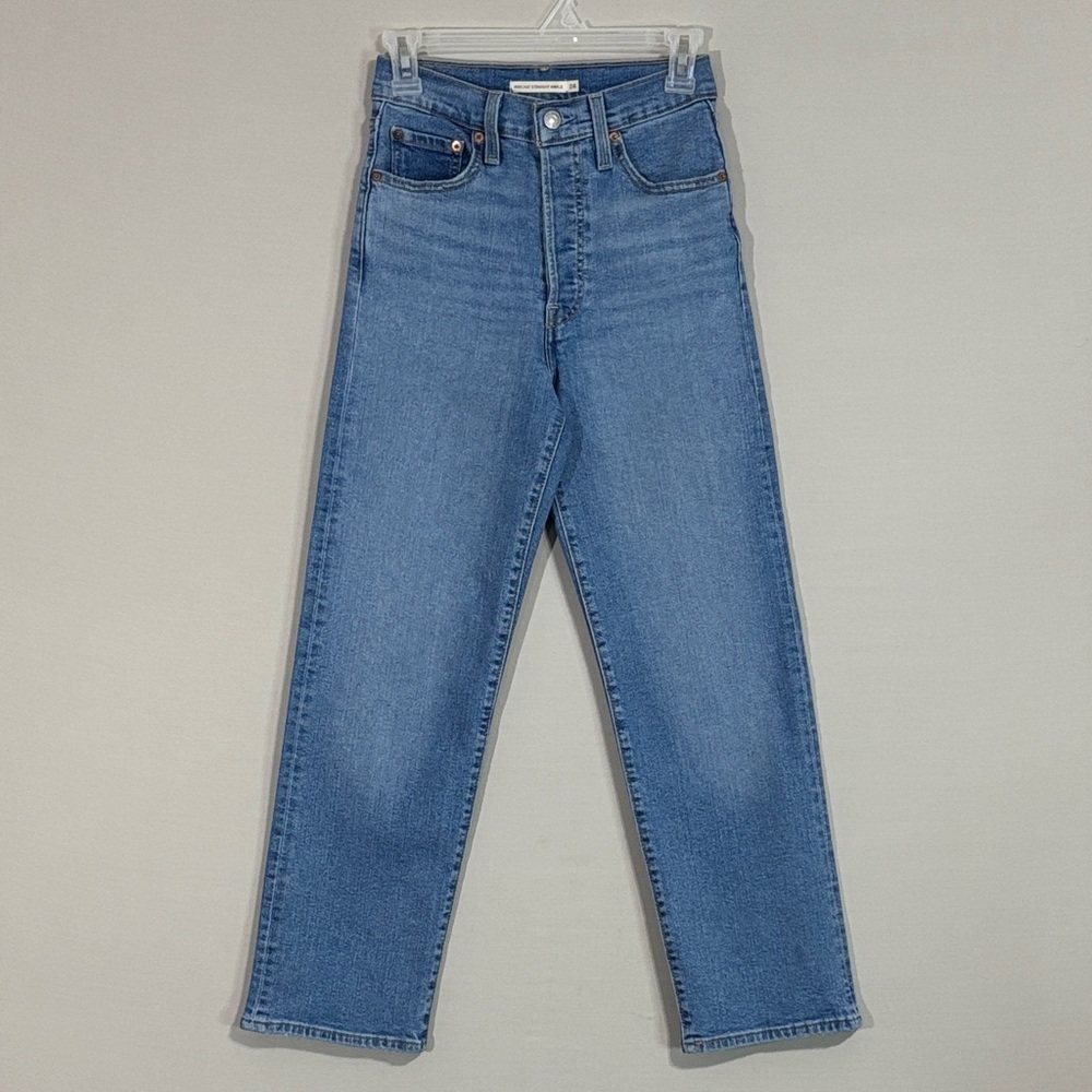 Levi’s Ribcage Straight Ankle Jeans Size 24 High Rise Button Fly